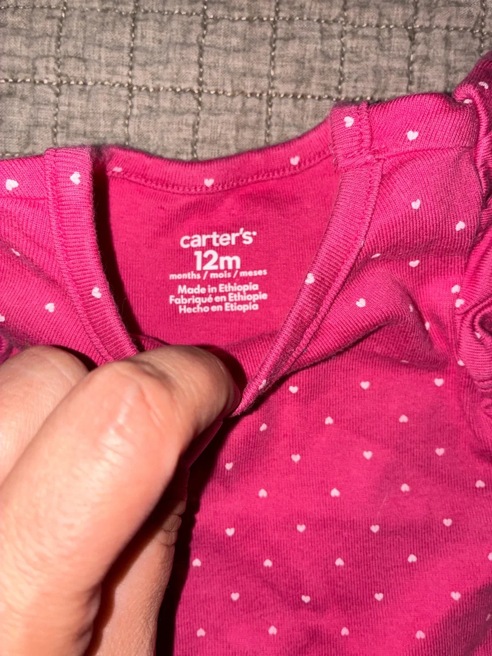Carter's Hot Pink Polka Dot One-Piece Romper with Ladybug Applique